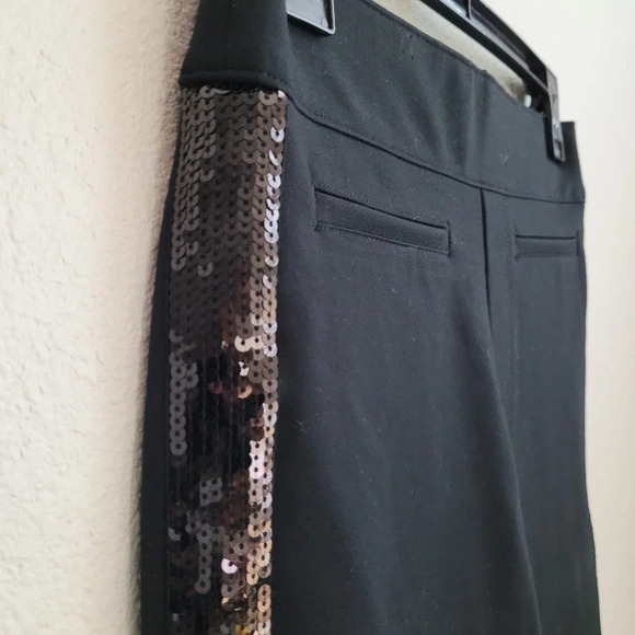 Spanx Women's Ponte Pant Size S Black Solid Sequin Trim Rayon Pockets Pull On - Picture 3 of 10